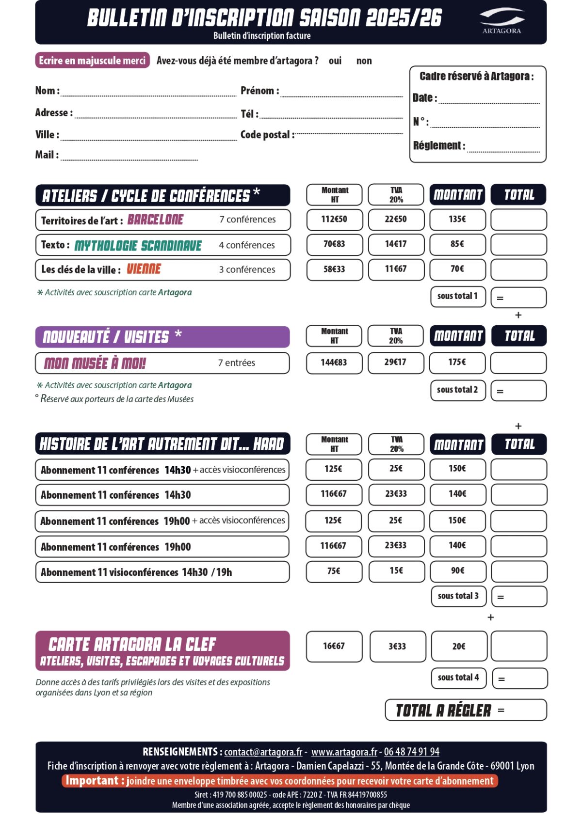 bulletin d’inscription